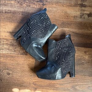 Sam Edelman Black Studded Leather Ankle Booties